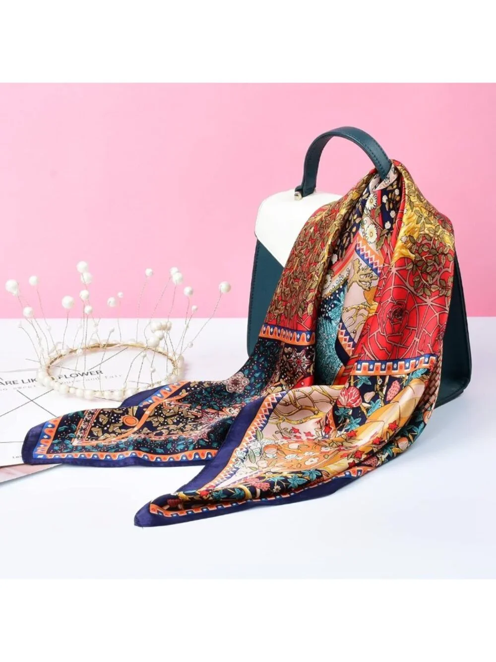 100% Silk Head Scarf for Women - 27